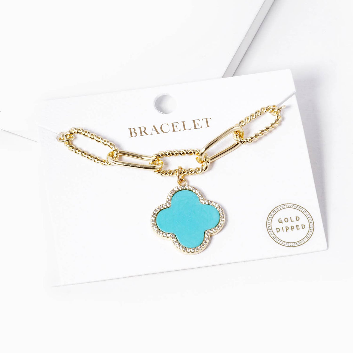 Clover Charm Paperclip Chain Bracelet