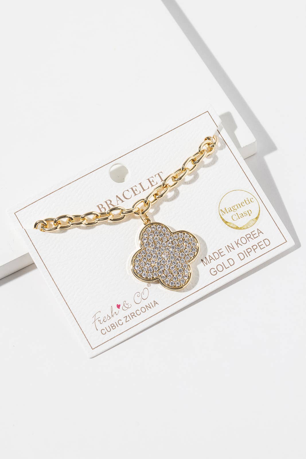 Pavé Cubic Zirconia Clover Bracelet