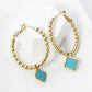 12MM QUATREFOIL DROP 30MM BALL BEADED LEVERBACK HOOP