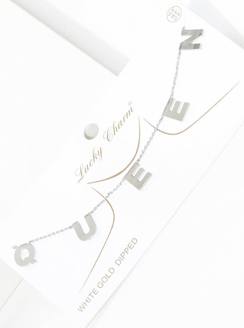 Mini Spaced Letter Queen Necklace