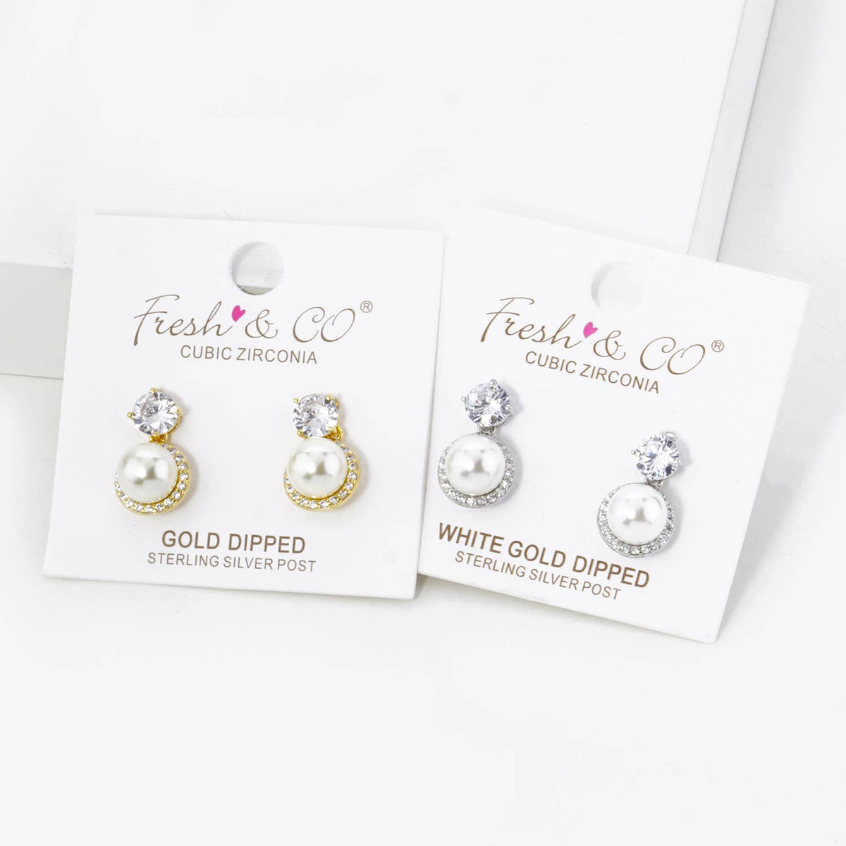 CUBIC ZIRCONIA PEARL DROP POST EARRINGS