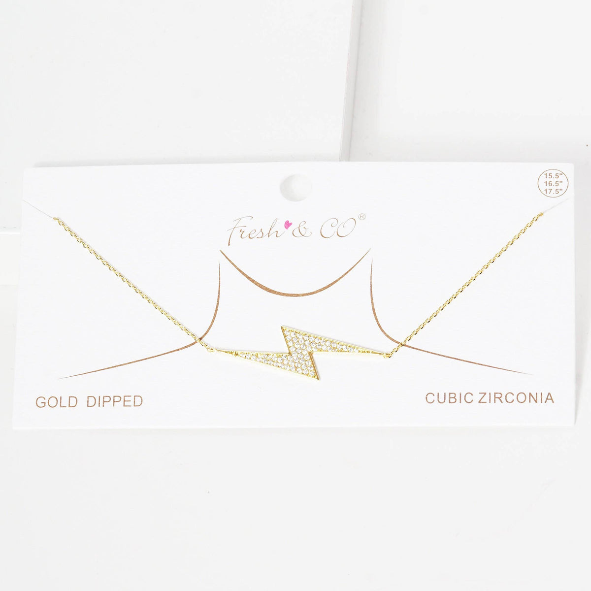 Gold Plated Sideway Lightning Bolt Necklace