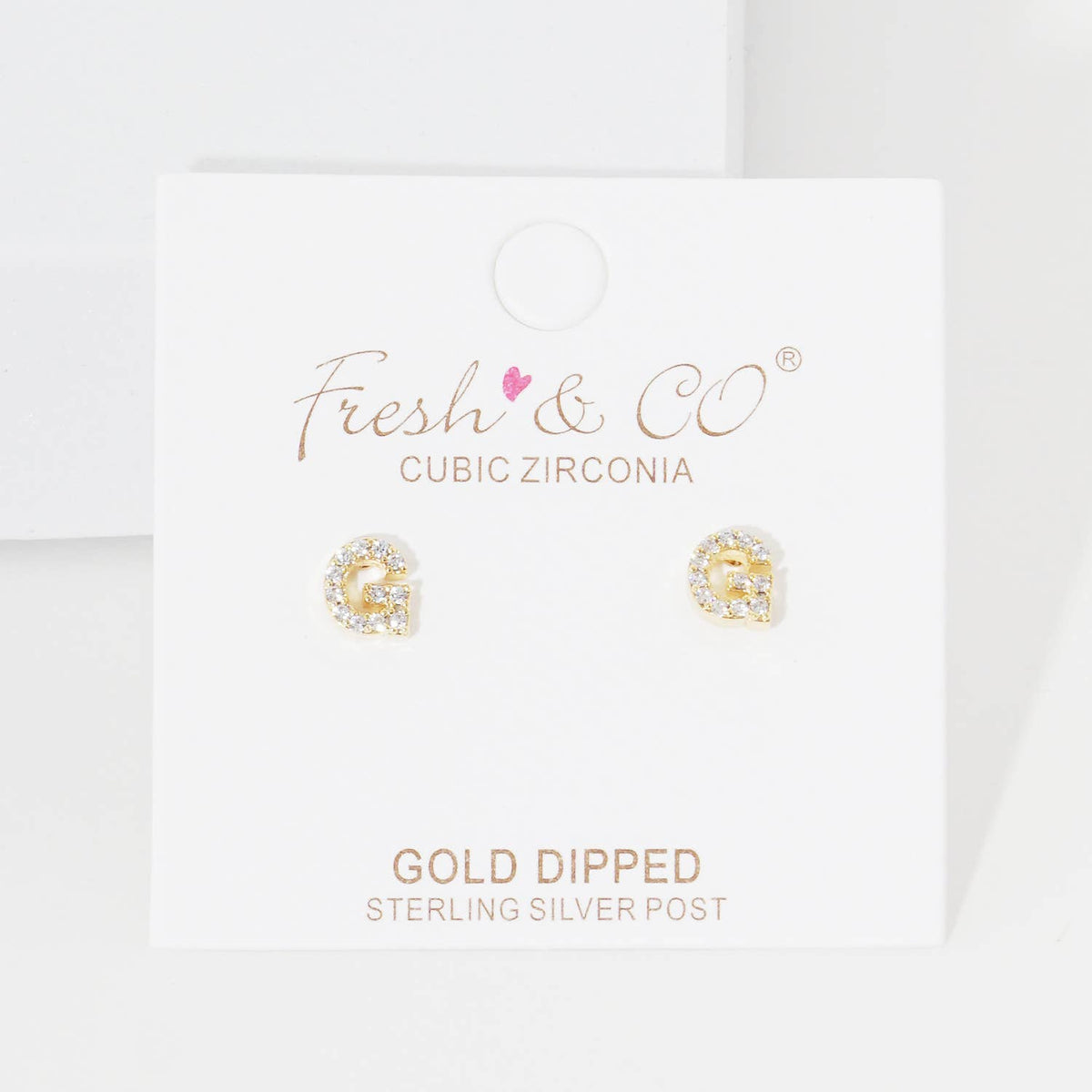 Cubic Zirconia Initial Stud Earrings.