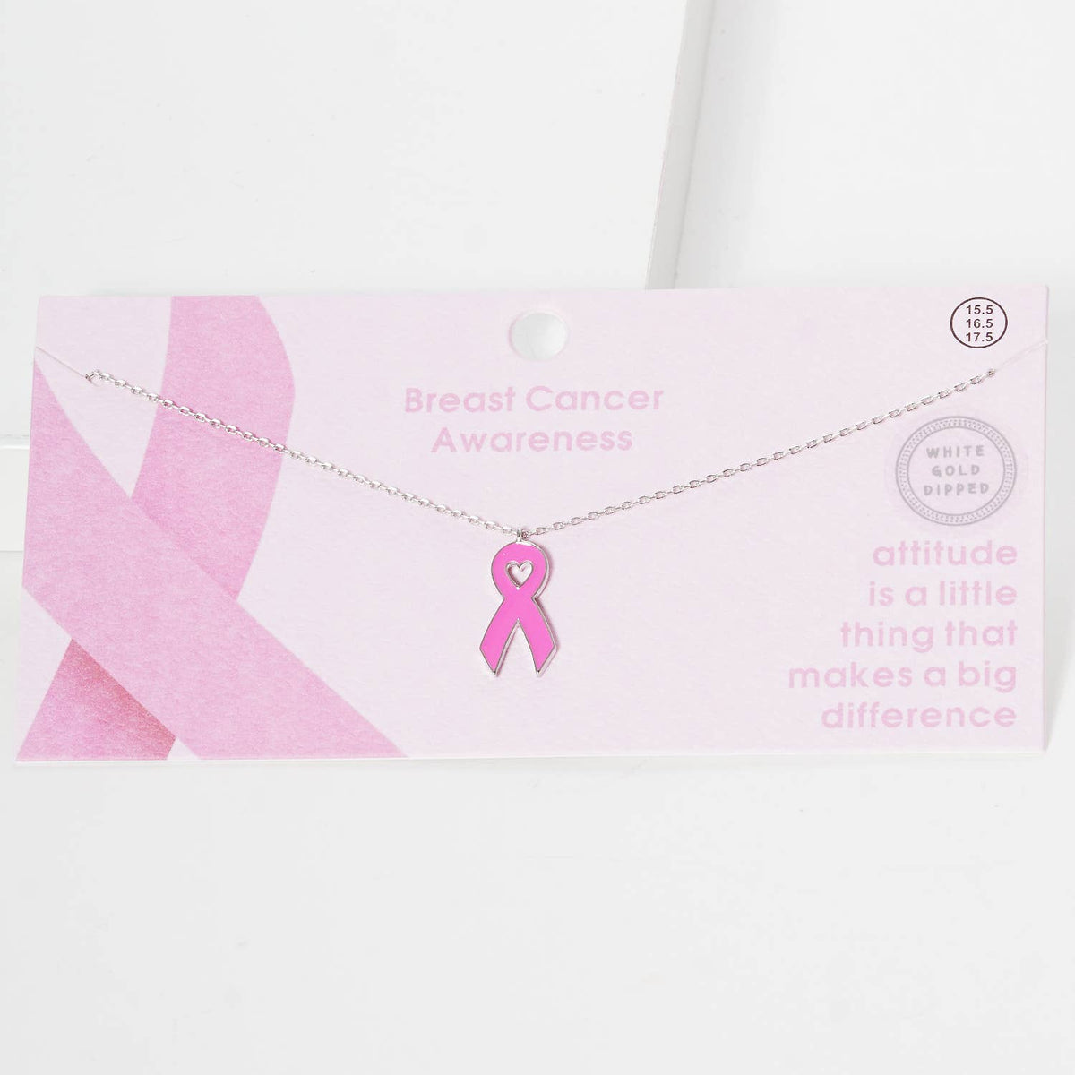 Breast Cancer Awareness Pink Ribbon Pendant Necklace