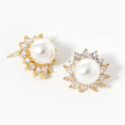 Freshwater Pearl Halo Stud Earrings