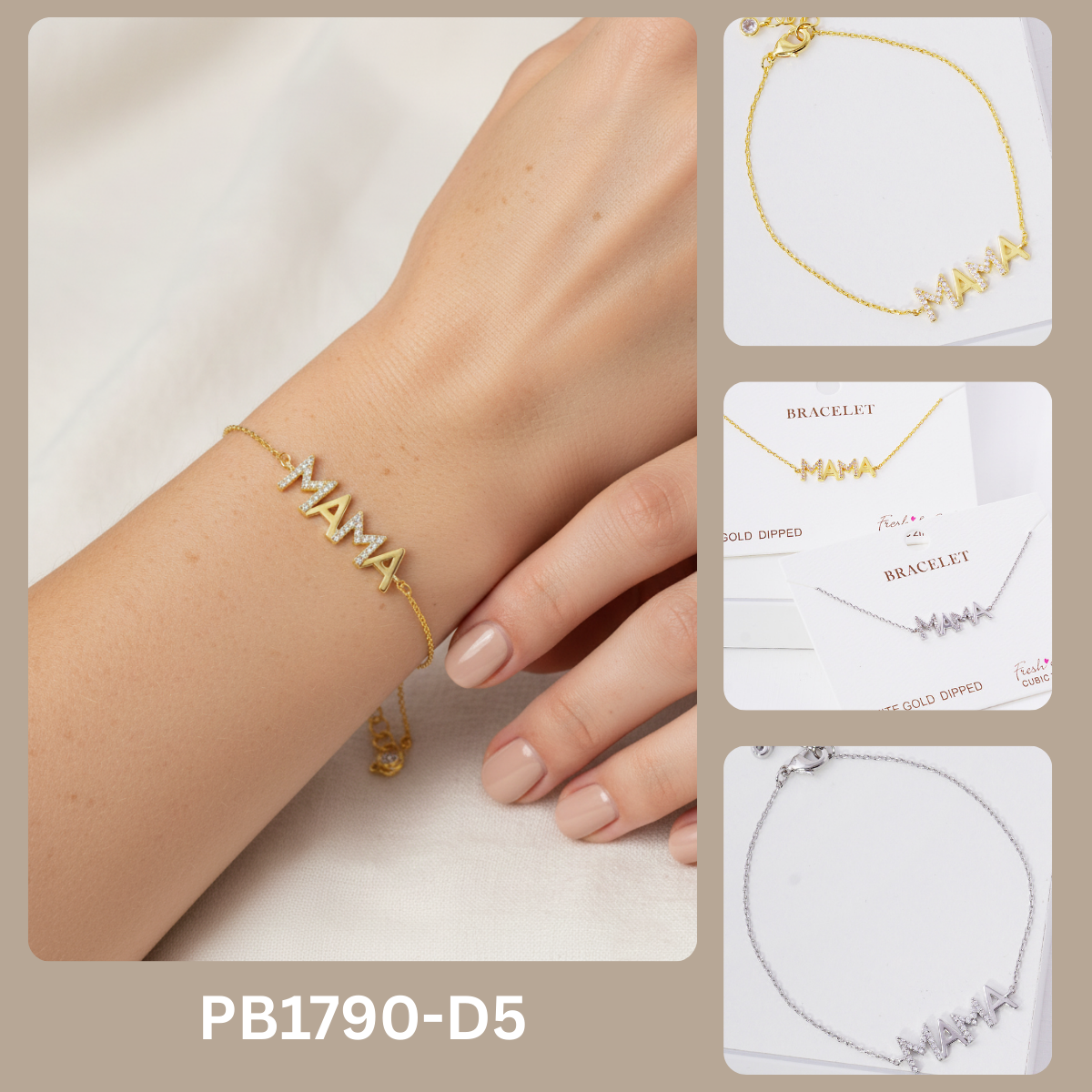 Minimalist Pavé "MAMA" Lettering Bracelet