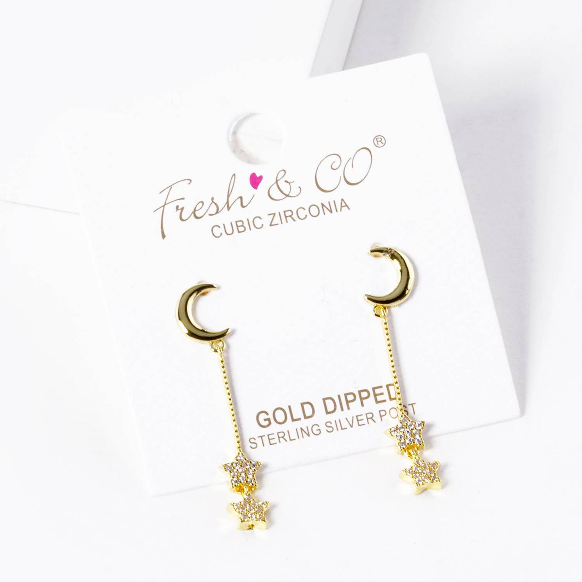 Celestial Moon & Dainty Star Drop Earrings