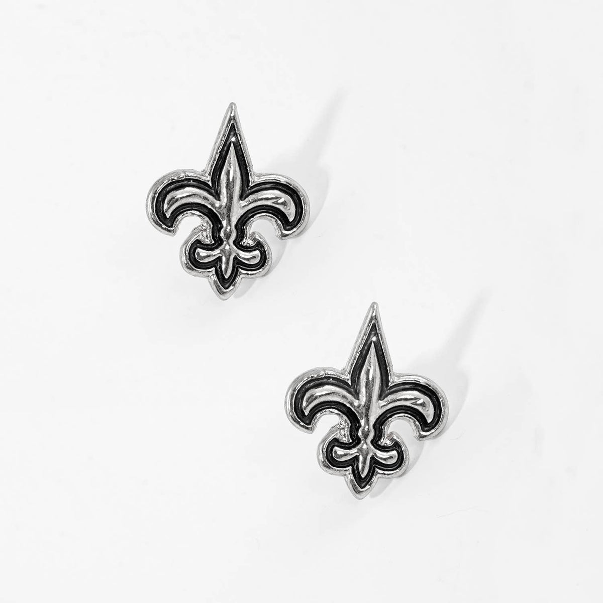 Gold Plated Bold Fleur De Lis Stud Earrings