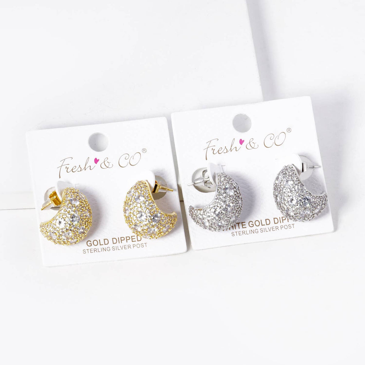 Geometric Pave Half-Hoop Earrings
