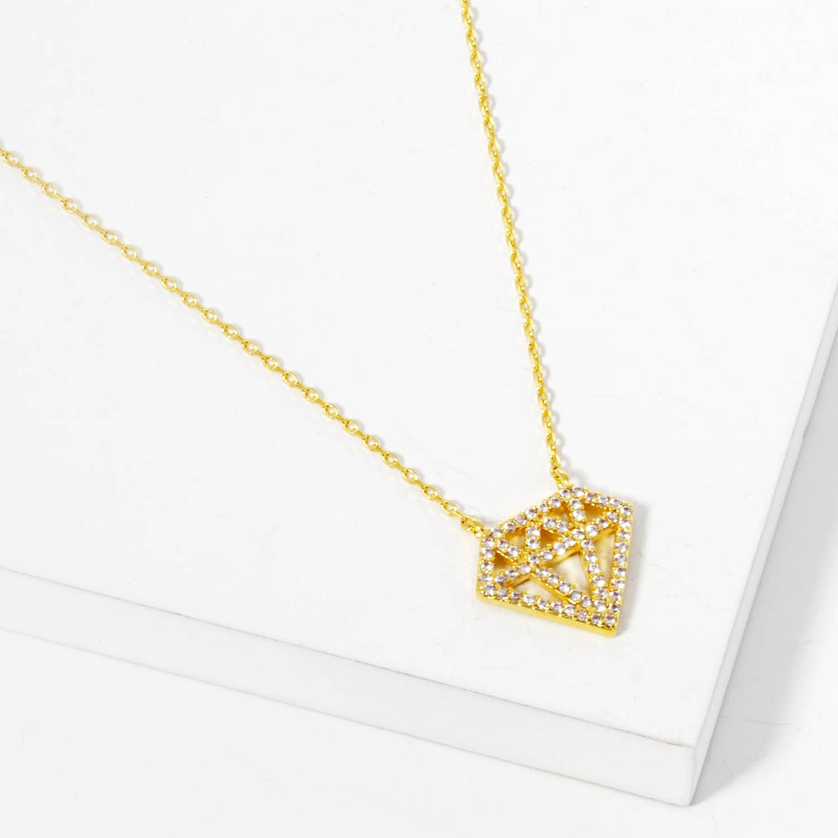 Geometric Diamond Cutout Pendant Necklace