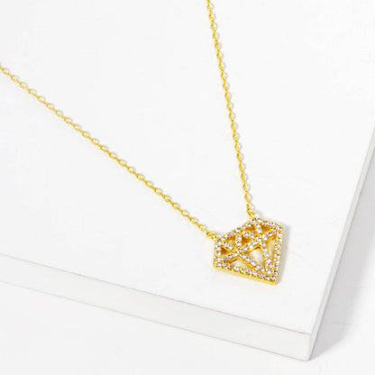 Geometric Diamond Cutout Pendant Necklace