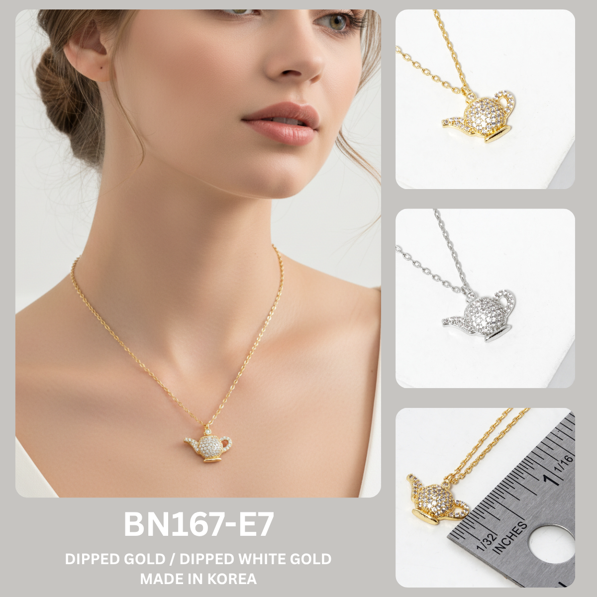 Dainty Teapot Pave CZ Pendant Necklace