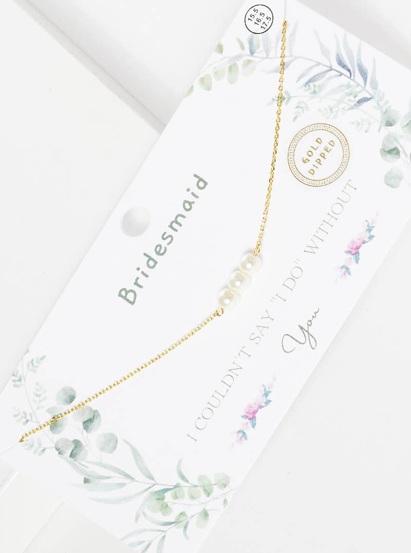 Bridesmaid 3-Pearl Delicate Necklace