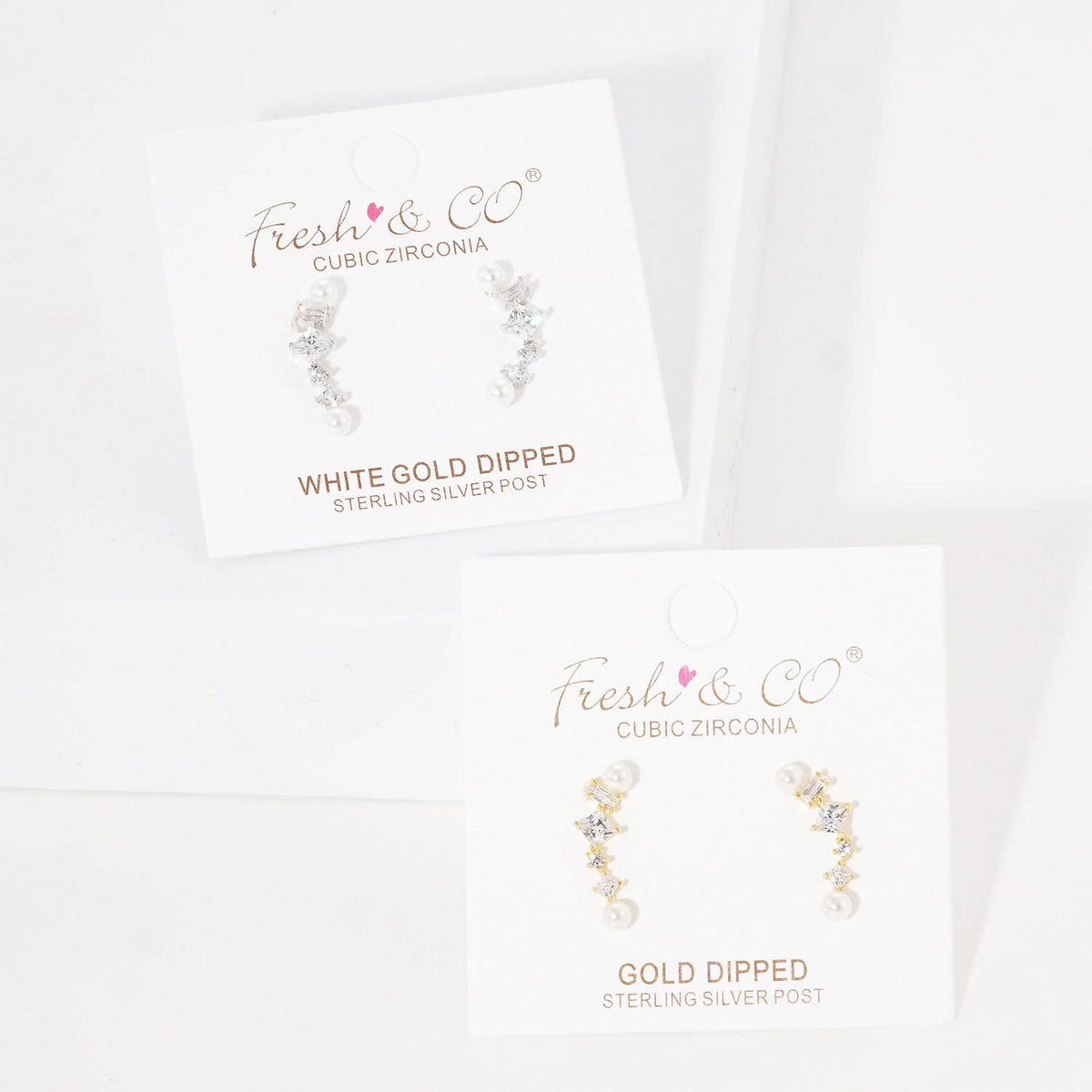 Gold Plated Freshwater Pearl Ear Climber Earrings