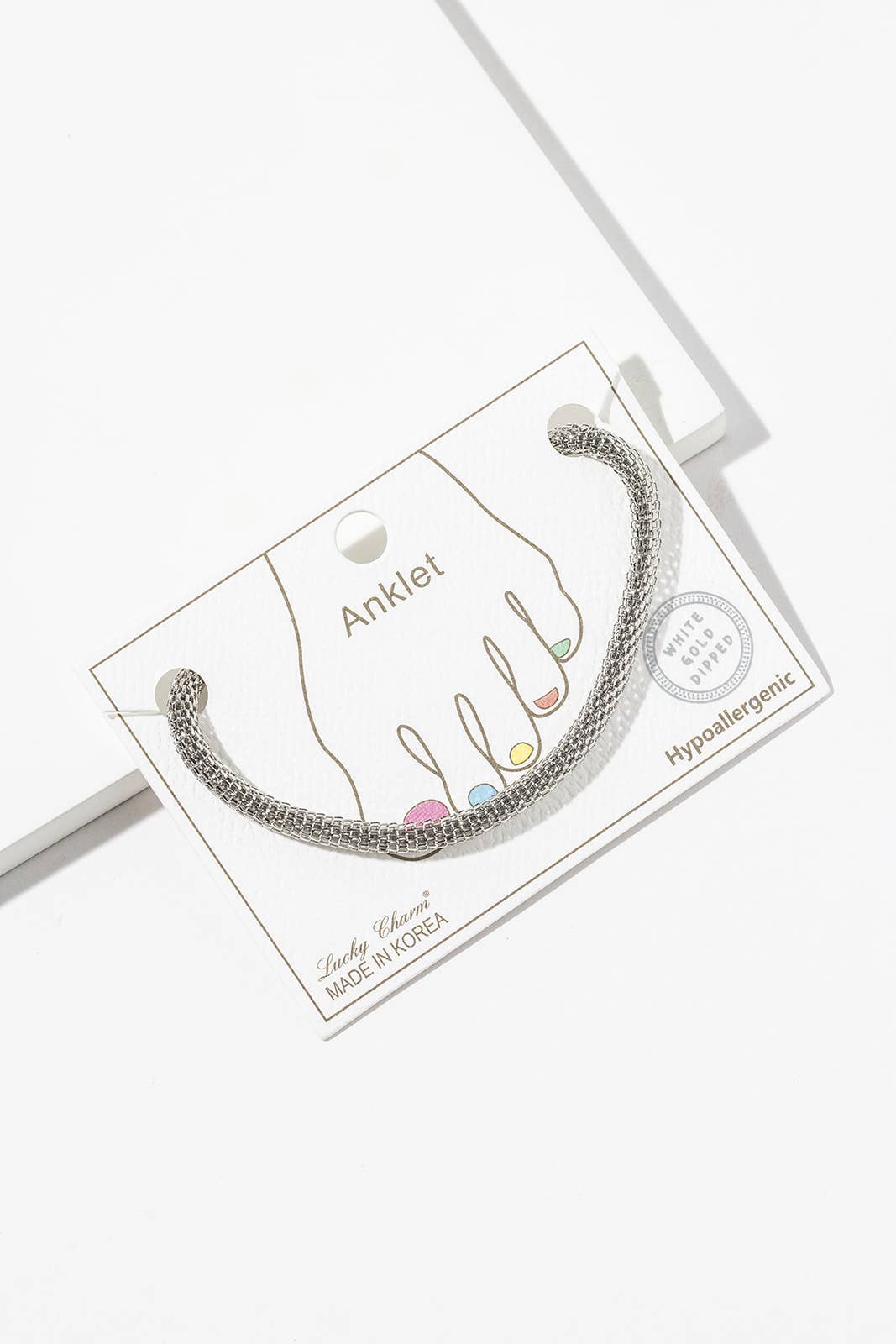 High-Polish Mesh Chain Anklet - Gold & Silver Dipped