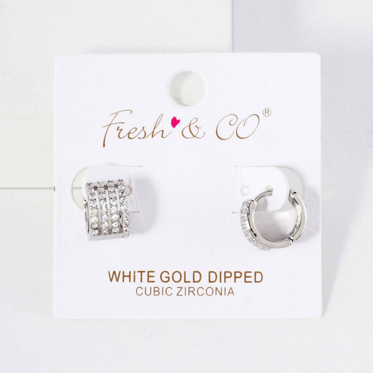 Four Cubic-Zirconia Strands 10mm Huggie Hoop Earrings