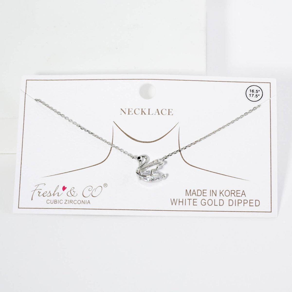 18K Gold Dipped CZ Swan Pendant Necklace