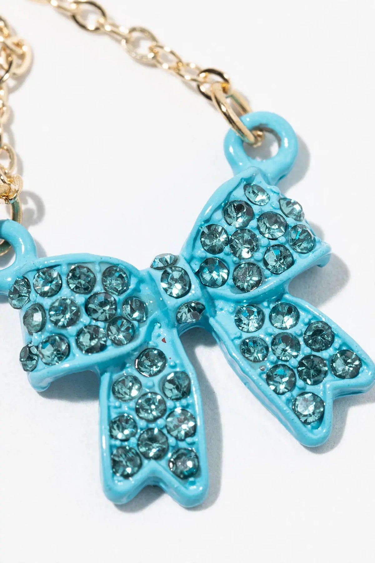 Enamel Crystal Bow Pendant Necklace – Pavé Bow on Chain