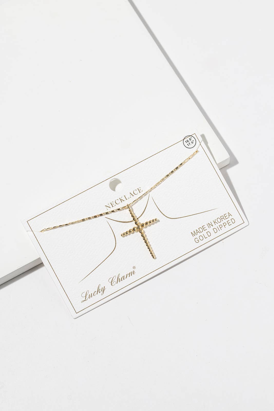 Dainty Beaded Cross Pendant Necklace.