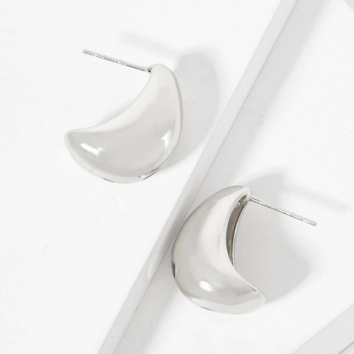 Polished Brass 20mm Puffy Hollow Teardrop Hoop Earrings
