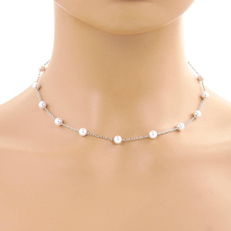 Bridesmaid Pearl Station Necklace