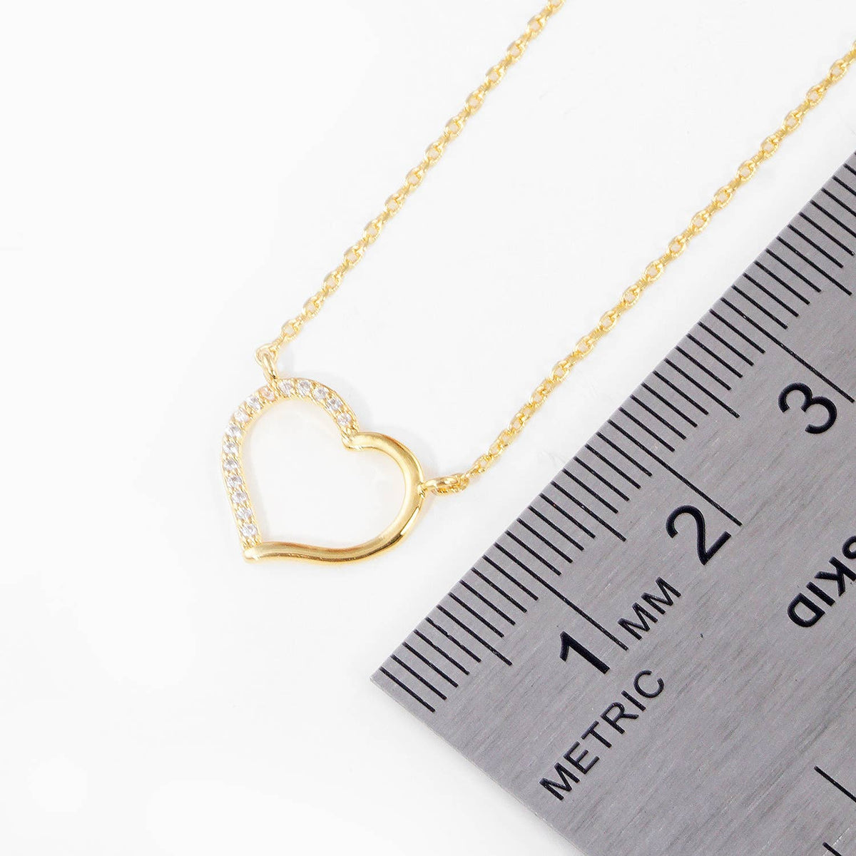 Minimalist Pave Heart Outline Pendant Necklace