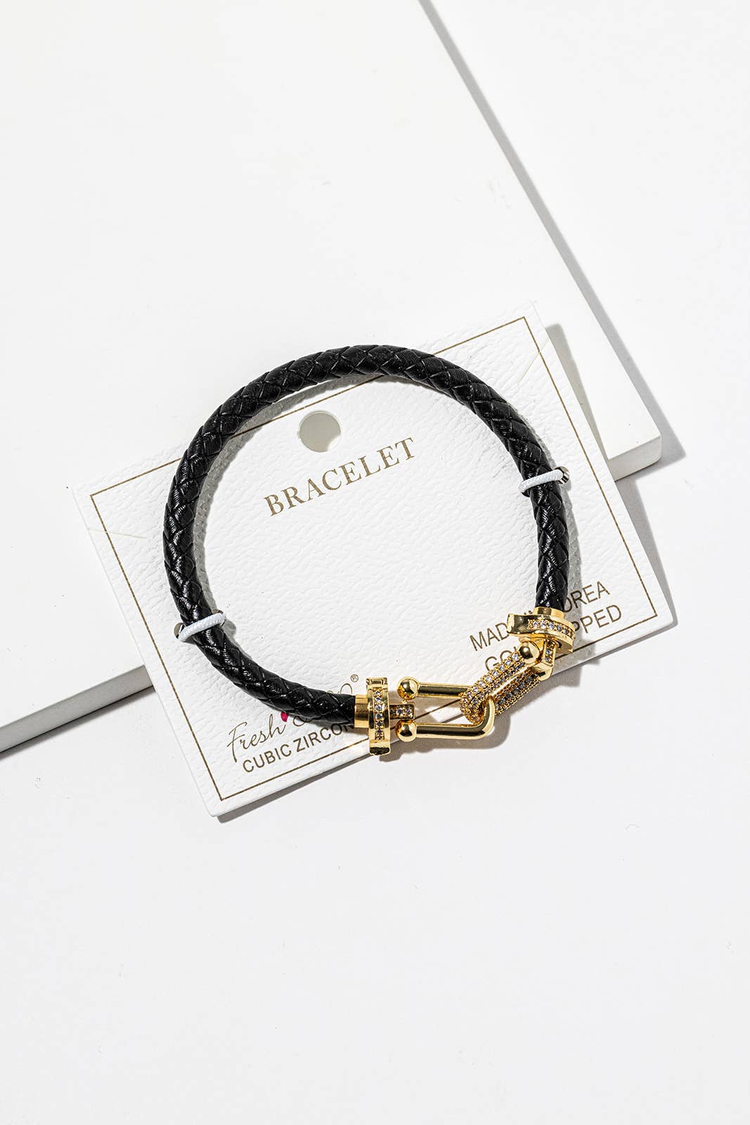 Braided Leather Horseshoe Bracelet