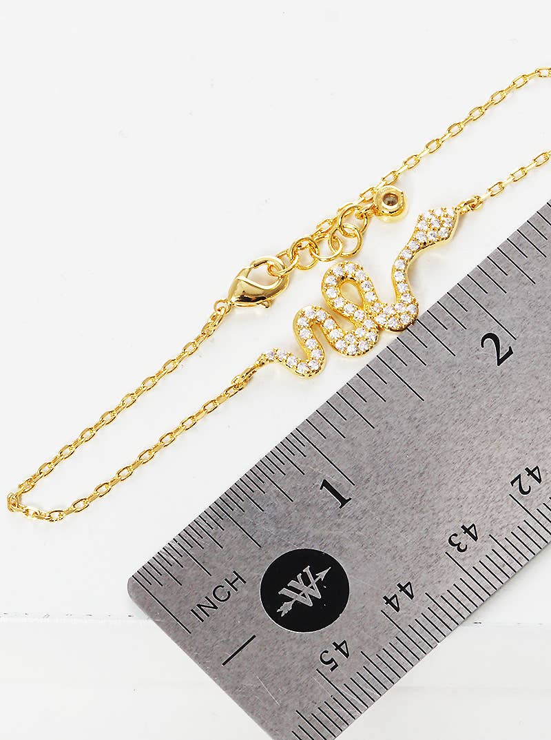 Minimalist Pavé Snake Charm Bracelet