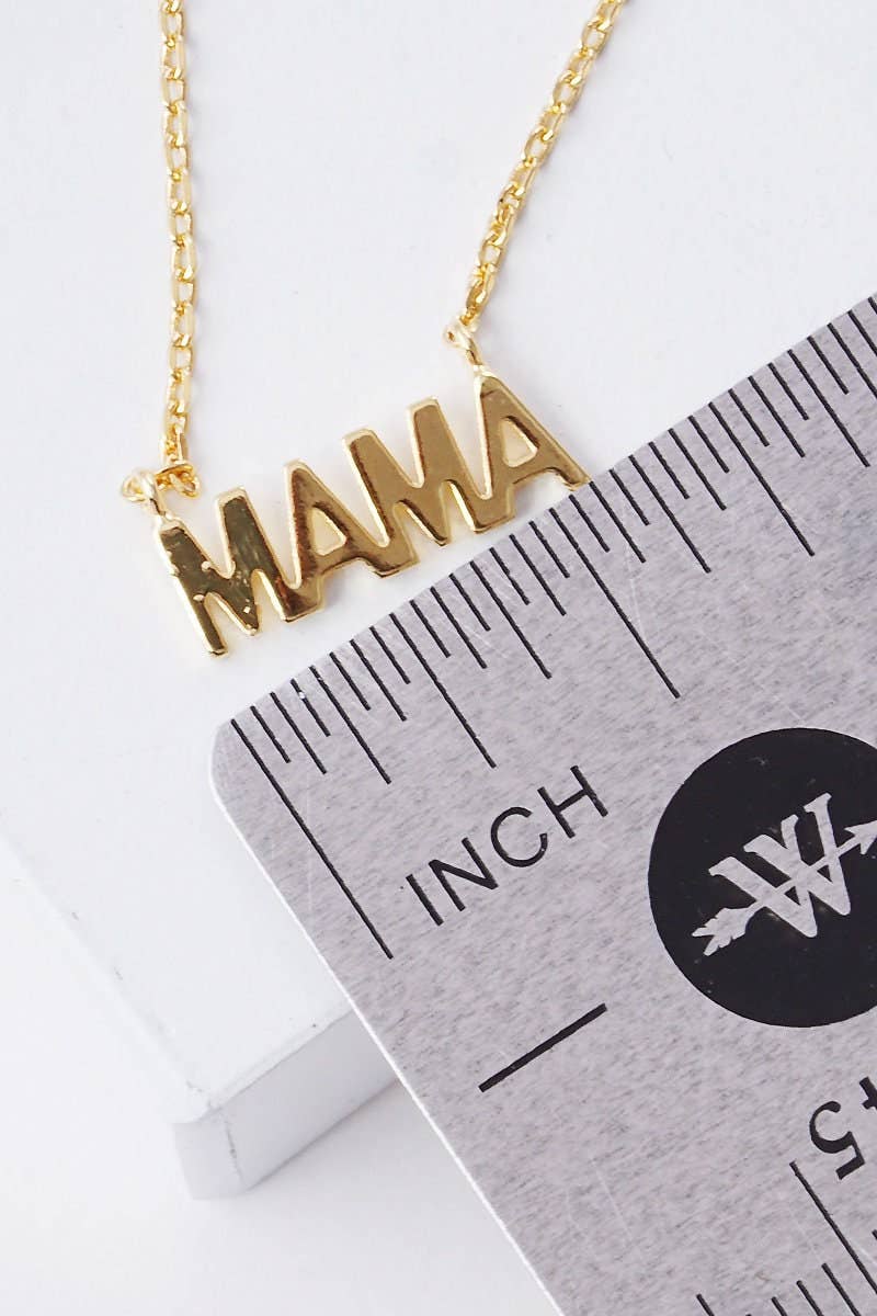 Gold Block Letter Mama Necklace