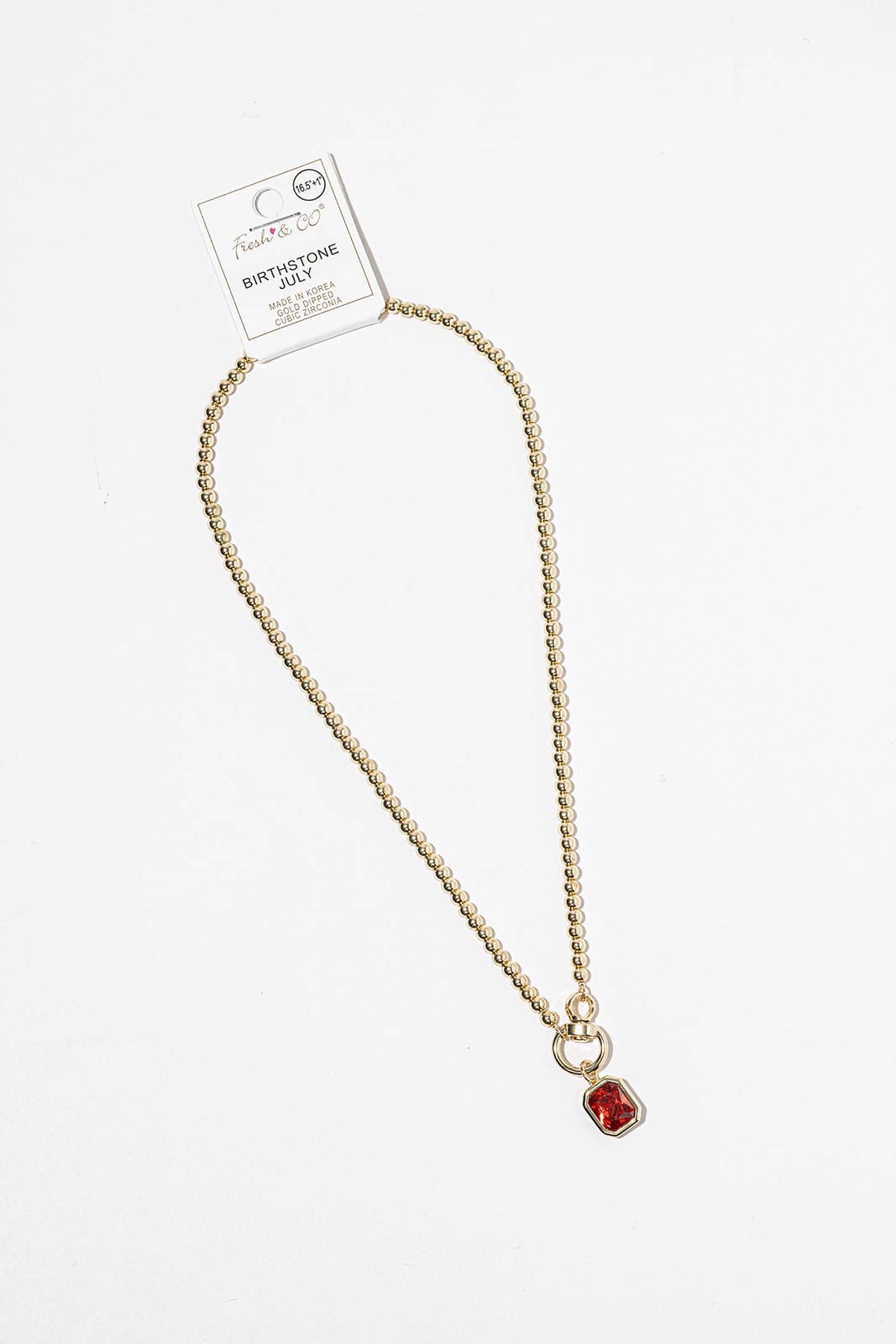 Birthstone Pendant Necklace – Gold-Dipped Ball Chain