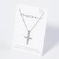 1 Inch Round Bezel Set Rhinestone Cross Pendant Necklace