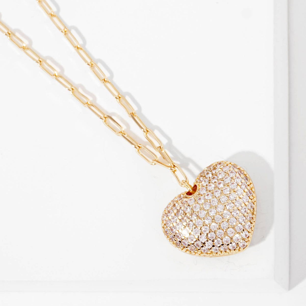 Gold Plated Cubic Heart Pendant Necklace