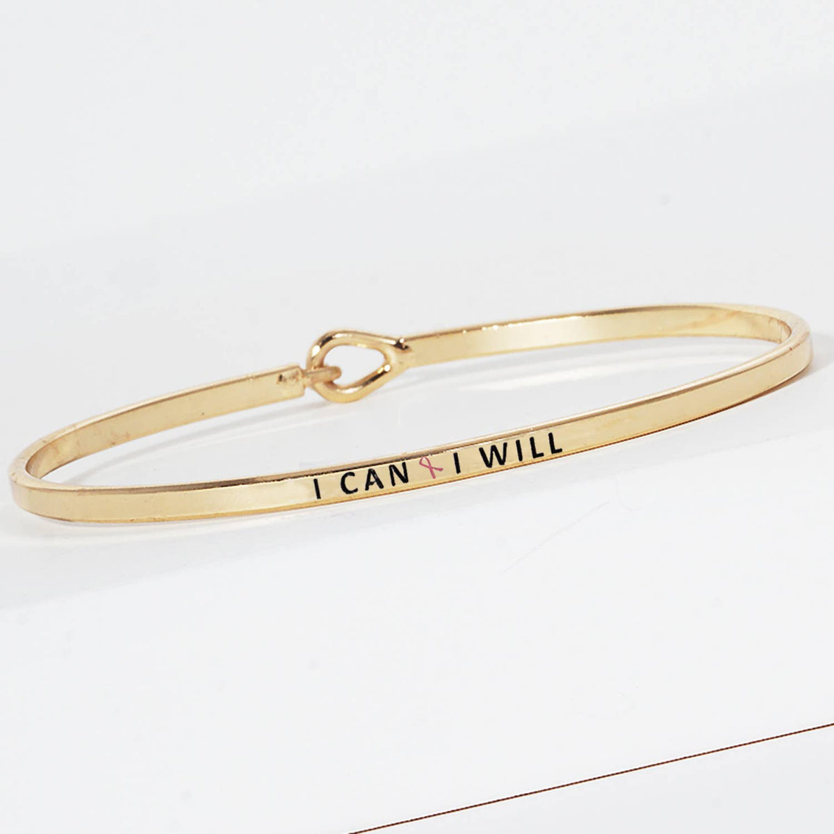 "I Can I Will" Breast Cancer Awareness Engraved Bangle