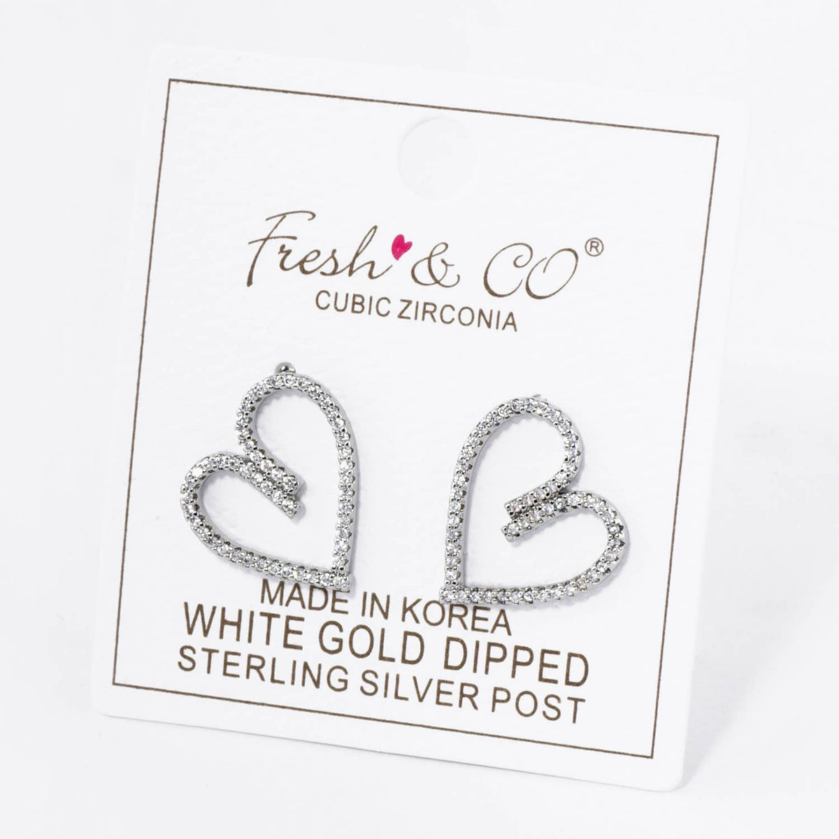 18K GOLD DIPPED PAVE CUBIC ZIRCONIA HEART STUD EARRINGS