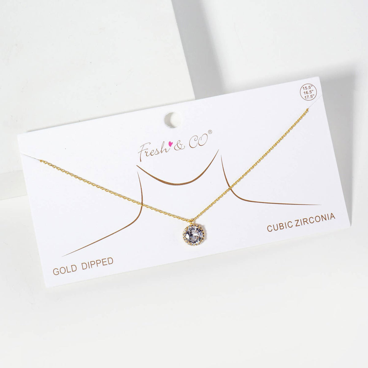 Dainty Halo CZ Solitaire Pendant Necklace