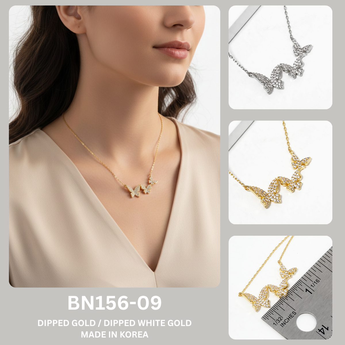 Triple Pavé Butterfly Statement Necklace