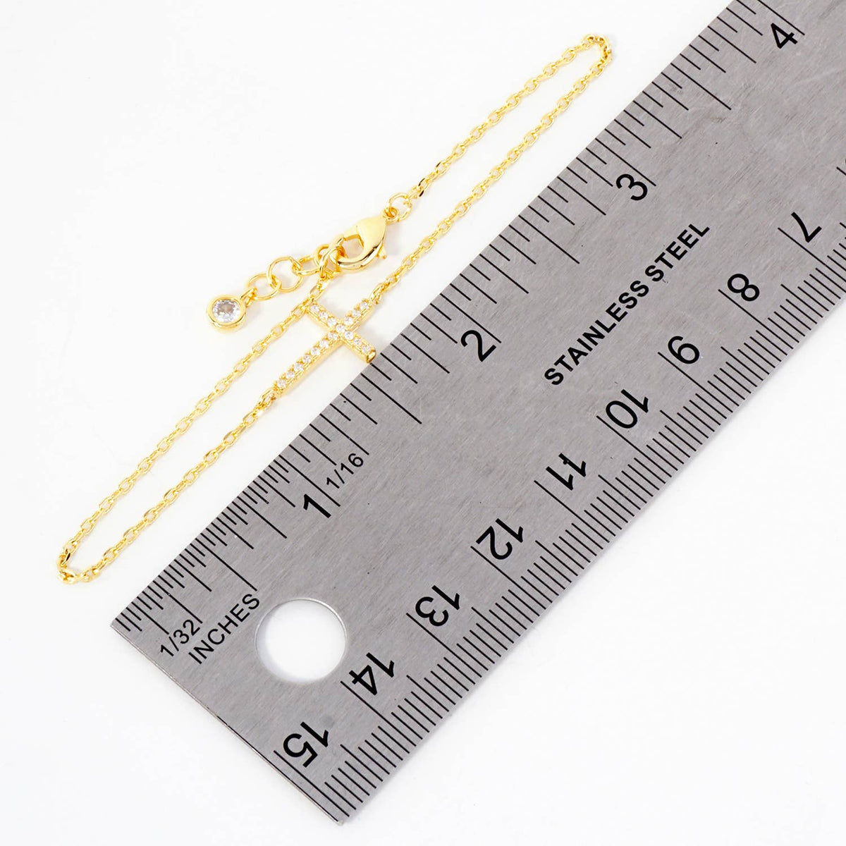 Minimalist Pavé Cross Charm Bracelet