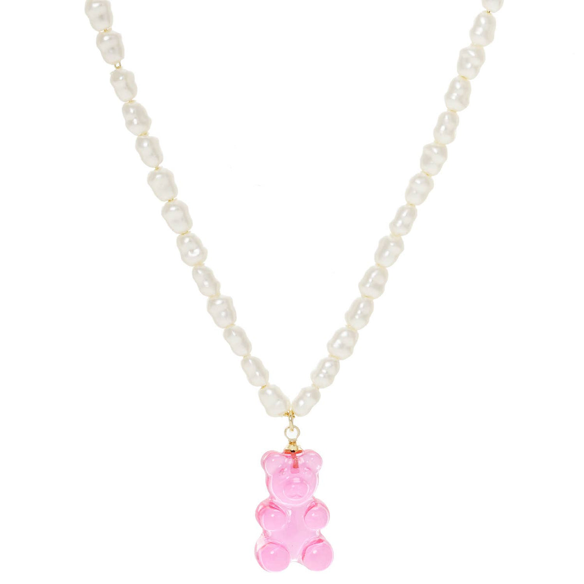 Multicolor Beaded Gummy Bear Pearl Necklace