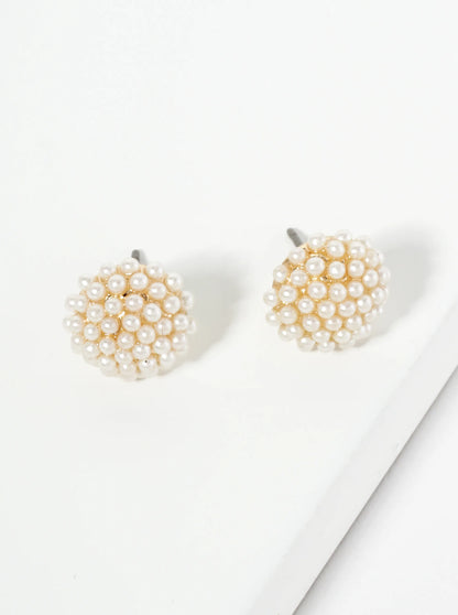 10mm Pearl Bead Cluster Button Stud Earrings
