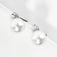 10mm Pearl Bead Drop Rhinestone Post Earrings