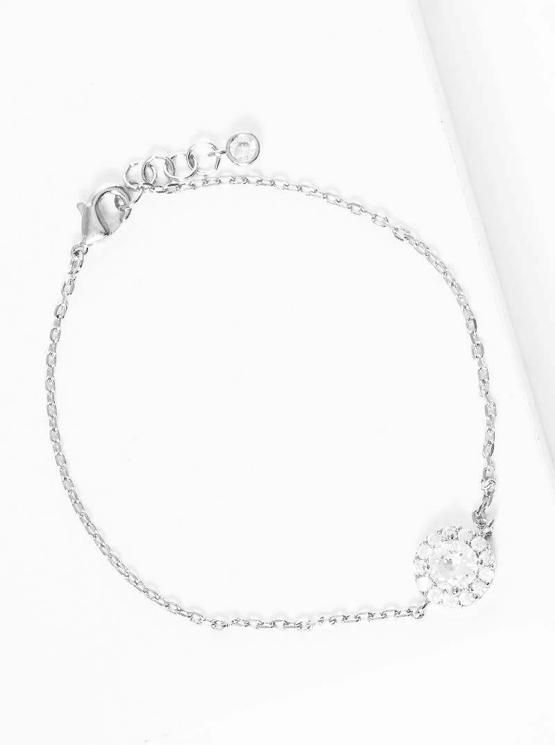 Cubic Zirconia Halo Chain Bracelet