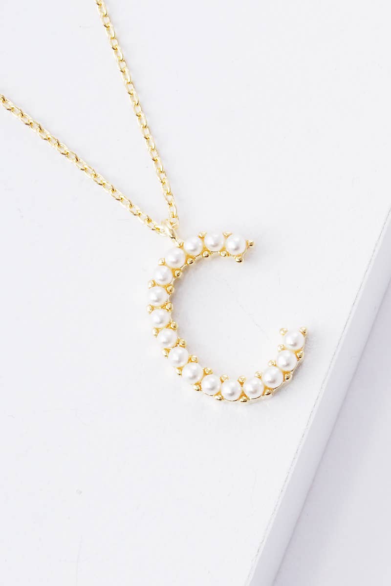 Gold Plated Pearl Initial Necklace