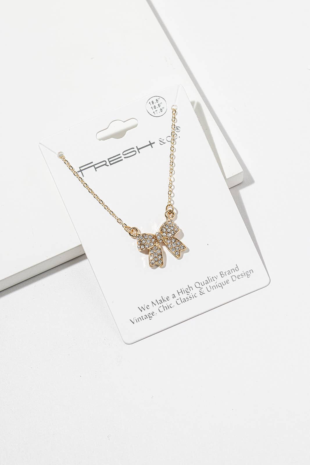Enamel Crystal Bow Pendant Necklace – Pavé Bow on Chain