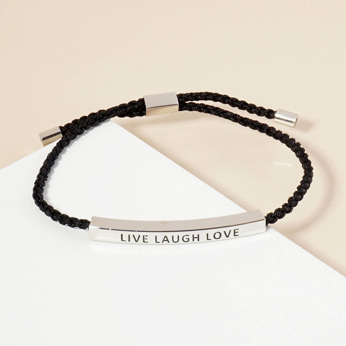 Inspirational Messages "Live Laugh Love" Tube Bar Bracelet