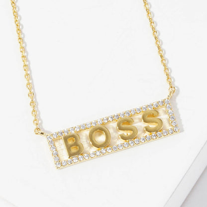 Gold Plated Boss Bar Necklace