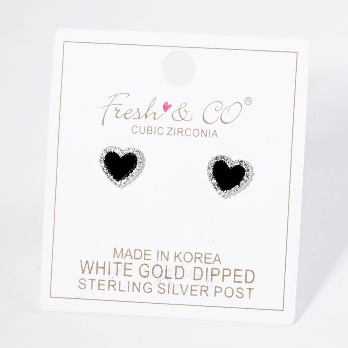 Heart Stud Earrings / 18K Gold Dipped Pave Set Cubic