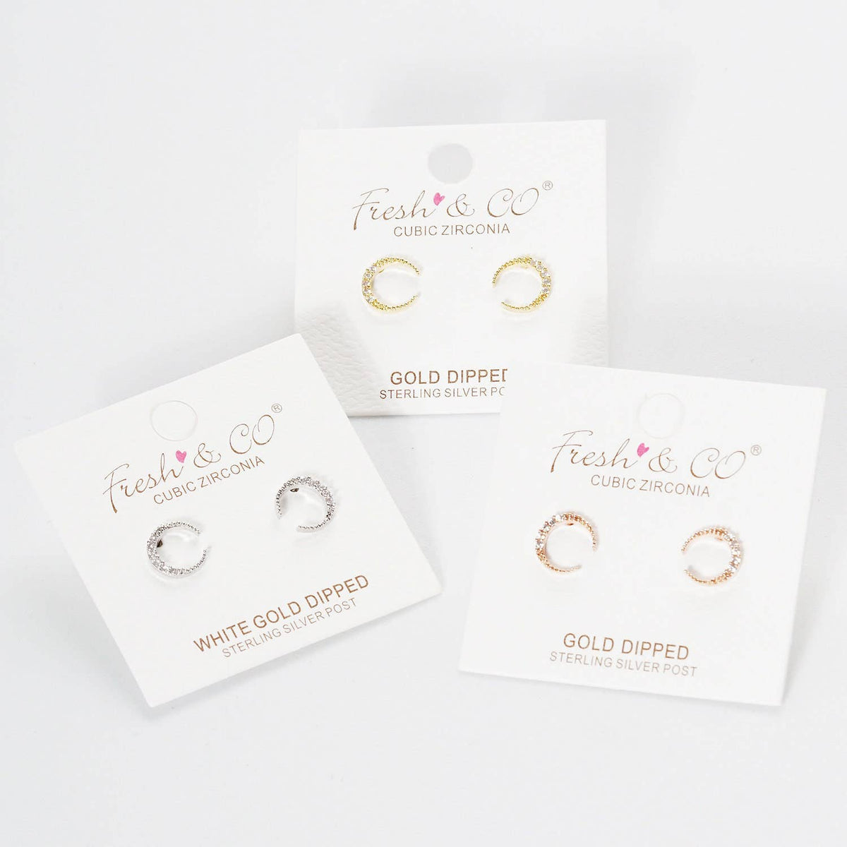 Gold Plated Crescent Moon Stud Earrings