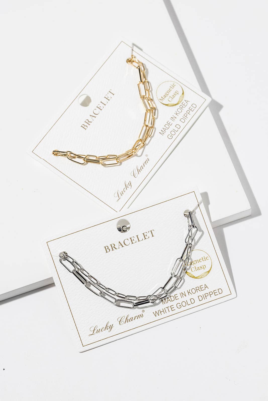 Magnetic Clasp Two-Row Paperclip Chain Bracelet