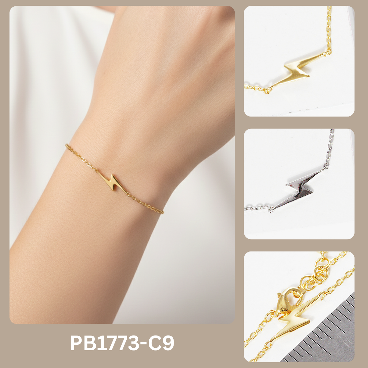 Minimalist Lightning Bolt Charm Bracelet