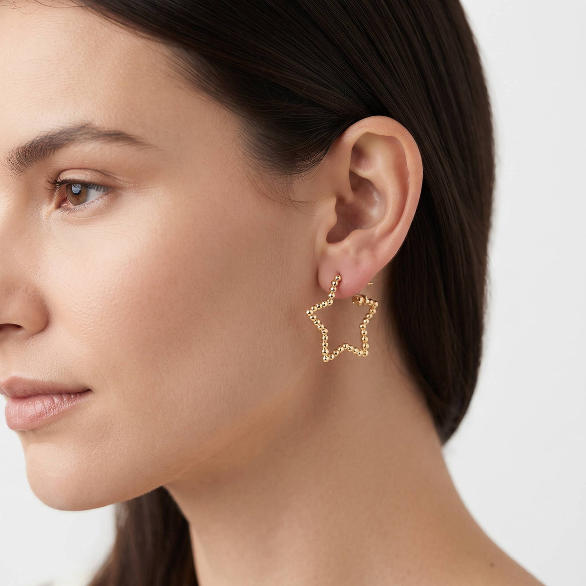 Dainty Beaded Star Hoop Earrings